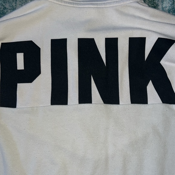 CLASSIC PINK GREEN AND WHITE QUARTER ZIP LIGHT SWEATSHIRT - Picture 5 of 5